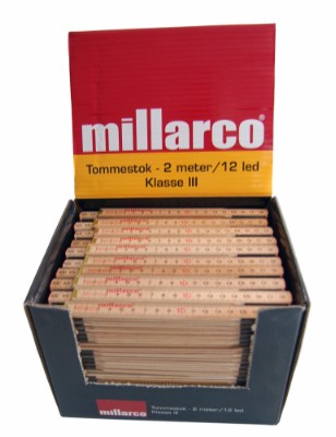 Millarco® folding ruler wood 12 segments 2 metre