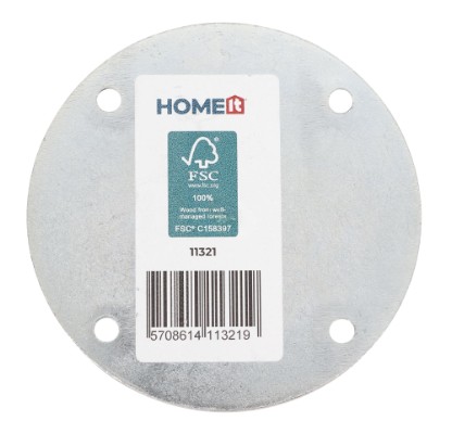 HOME It® Rundt bordben med lige beslag Ø55  x 10 cm bøgetræ. Sort malet. 100 % FSC