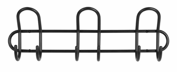 HOME It® coat rack with 3 hooks Ø8 mm x 40 × 6,5 x 13 cm black
