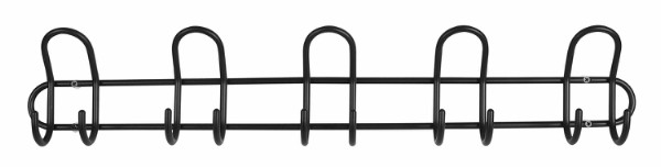 HOME It® coat rack with 5 hooks Ø8 mm x 68,5×6,5 x 13 cm black