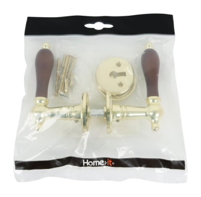 HOME It® brass door handle with dark grip
