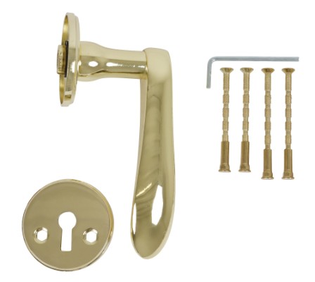 HOME It® door handle with rosettes, key signs brass