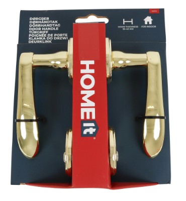 HOME It® door handle with rosettes, key signs brass