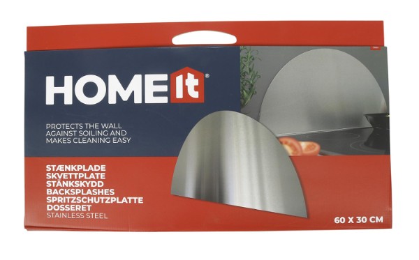 HOME It® curved kitchen splash plate 60 x 30 cm stainless steel
