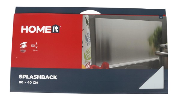HOME It® curved kitchen splash plate 80 x 40 cm stainless steel