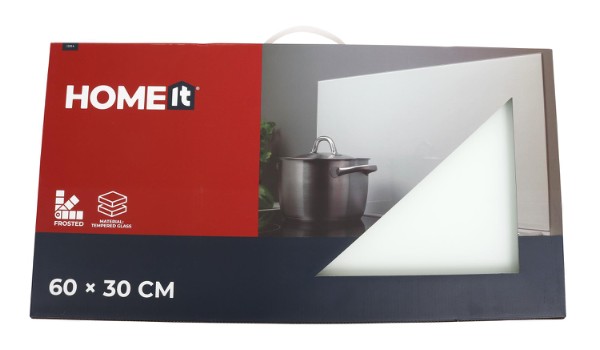 HOME It® rectangular kitchen splash plate 60x30 cm. white glass