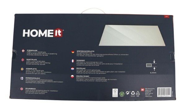 HOME It® rectangular kitchen splash plate 60x30 cm. white glass