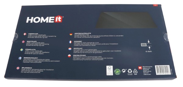 HOME It® rectangular kitchen splash plate 60x30 cm. black glass