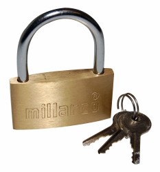 Millarco® padlock padlock with 3 keys 50 mm brass