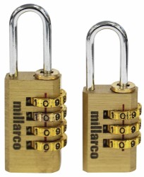 Millarco® padlocks with Code 3 and 4 slices brass