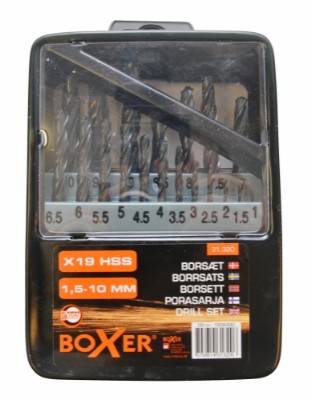 Boxer® HSS drill set in a steel box 19 pieces