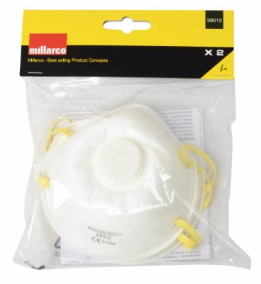 Millarco® FFP2SV dust mask with valve x 2 pcs.