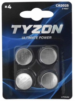 Tyzon CR2025 lithium batteries 4-pack