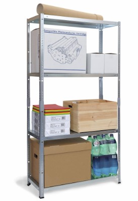 HOME It® steel shelf unit with 4 shelves 1470×750×300 mm galvanised