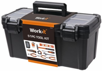 Work>it® tool set with tool box and 51 items