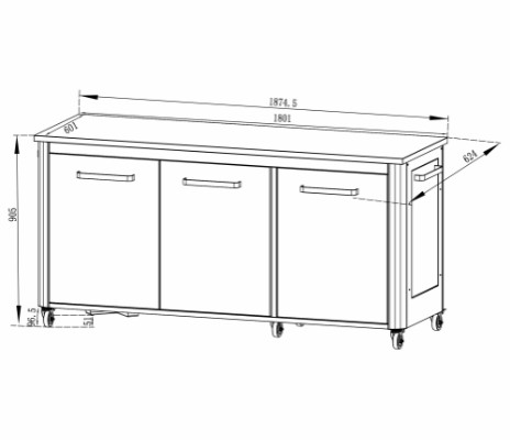 Cozze®outdoor kitchen 180 with stainless steel table, 3-door