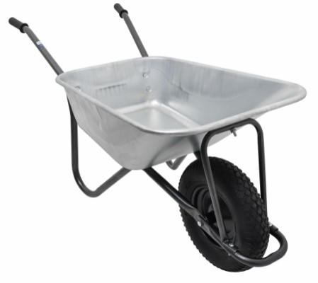 Home it® builder’s wheelbarrow with pneumatic rubber wheel and hammered finish 110 litres