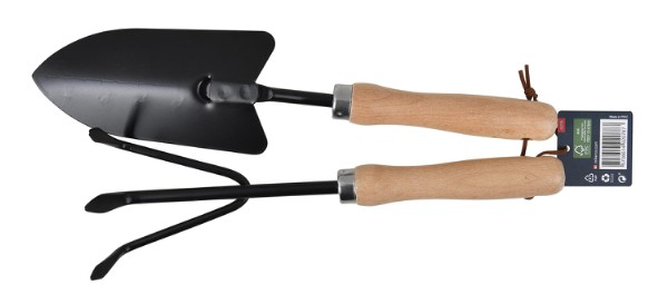 HOME it® set consisting of hand trowel & plant cultivator with wooden handles
