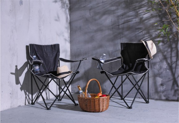Enjoy>it® festival chair with bottle holders black/white