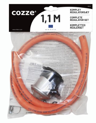 Cozze® regulator set with 1.1 metre hose and 2 clamps DK/NO/FI
